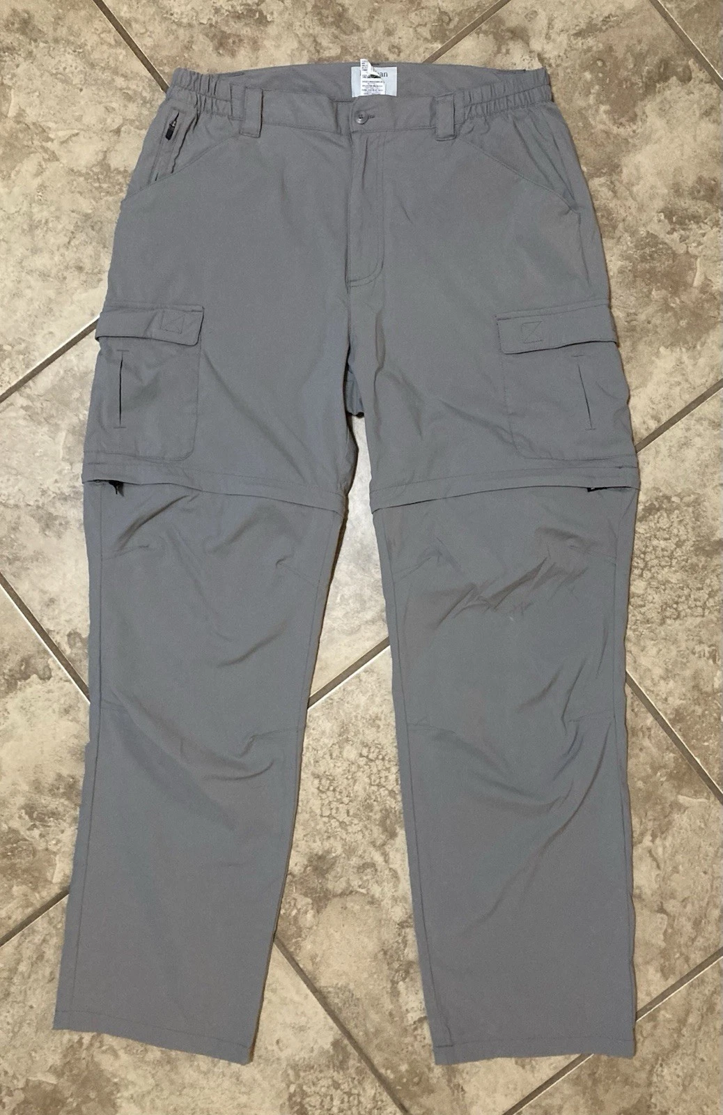 LL Bean Tropicwear Zip-Leg Pants Men’s M Gray Nylon Stretch Convertible Hiking