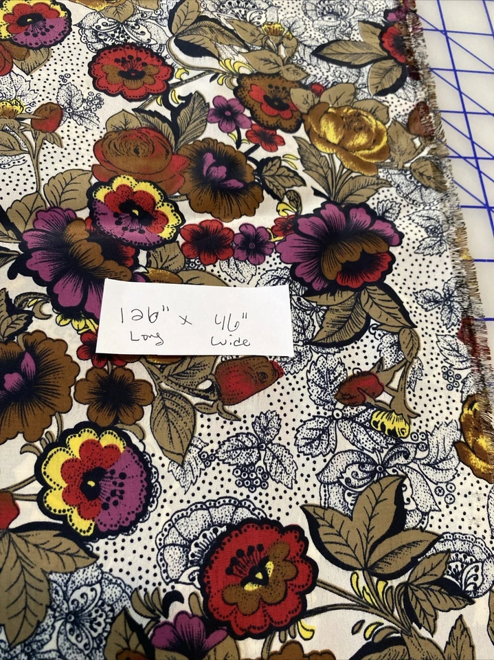 Vintage Dressmaker Fabric Floral 3.5 yards 90's Exotic Roses 46" wide slinky - Image 4 of 4