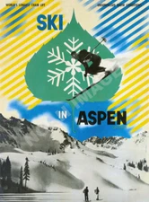 Ski Aspen vintage winter ski travel poster 12x16
