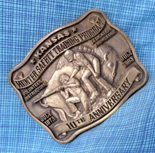 Kansas Hunters Safety Belt Buckle 10th Anniversary # 1st Edition Vtg ADM .QRT082