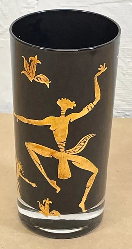 VINTAGE FEDERAL TRIBAL DANCER HIGHBALL DRINKING GLASS JOSEPHINE BAKER