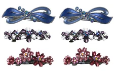 2 Sets of 3 6 Count Mid Size Flower Barrettes 2 ea 3 Styles YY400-1-GL10-12-2