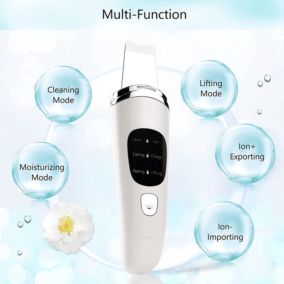 Facial Ultrasonic Skin Spatula Face Extractor Peeling Deep Cleaner Tool - Image 2 of 4