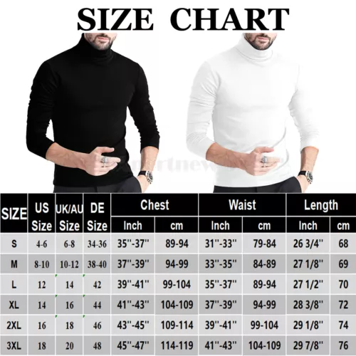 Men's Slim Fit T-Shirt Turtleneck Pullover Long Sleeve Jumper Top Warm Casual US - Picture 2 of 15
