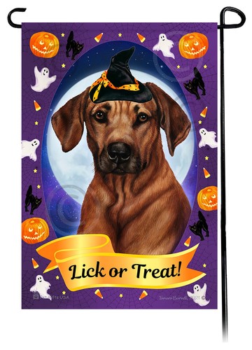 Halloween Garden Flag - Rhodesian Ridgeback