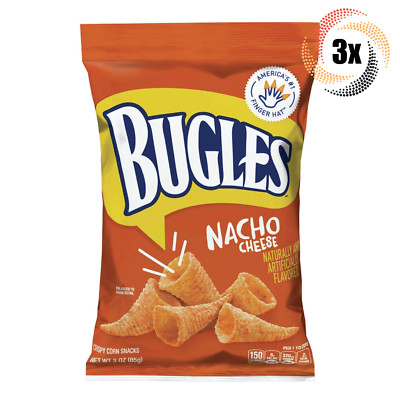 3x Bags Bugles Nacho Cheese Flavor Crispy Naturally Flavored Corn Chips 3oz