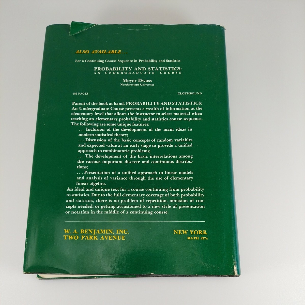 洋書 Probability Theory with Applications 61fOb6miNxL._UF1000,1000_QL80_.jpg