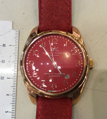 Bello&Preciso Milano Automatik Uhr Neu Rot Vergoldet Gehäuse 40,00 mm