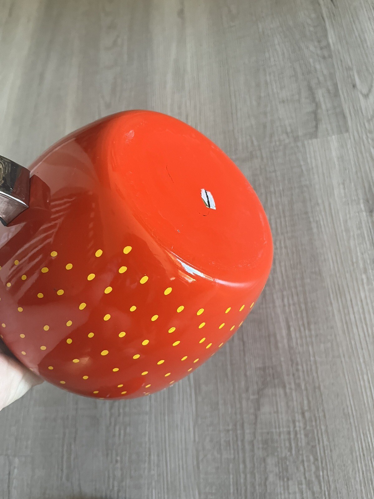 Vintage Copco Strawberry Shaped Enamel Metal Teapot Whistling Tea