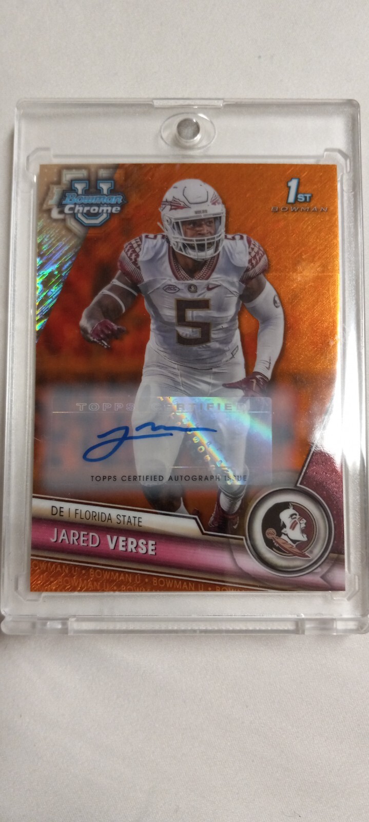 JARED VERSE 2023 Bowman U Chrome 1st Bowman Orange Shimmer Refractor Auto 15/25