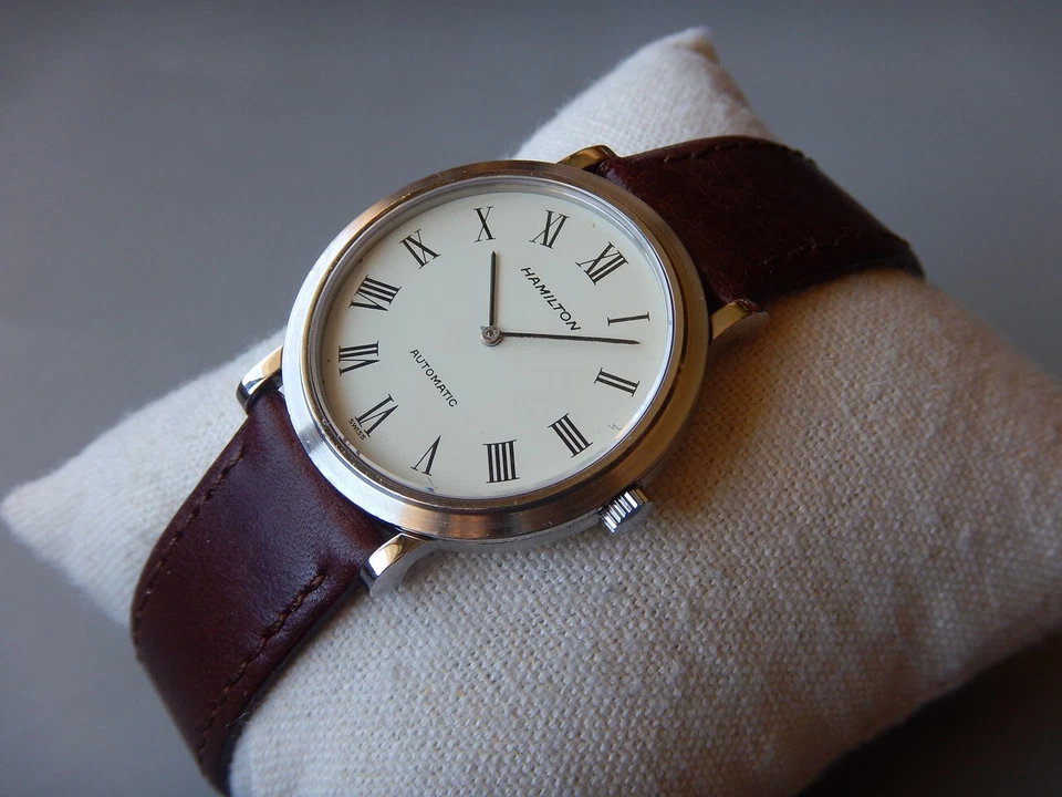 TRÈS RARE et DÉLICIEUSE HAMILTON AUTOMATIC EXTRAPLATE ACIER Cal. 831 = OMEGA 710