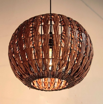 Wicker Rattan Lamp Hanging Light Led Ceiling Fixtures Tropical