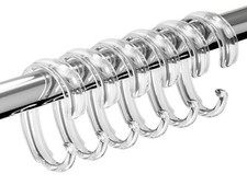 C-Shape Clear Shower Curtain Hooks for Shower Curtain 12PCS Plastic Smooth Sl...
