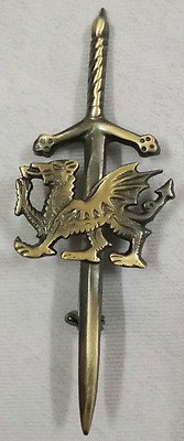 Neu keltischer walisischer Drache Kilt Pin antike Oberfläche 4'' schottische Stifte & Brosche irisch