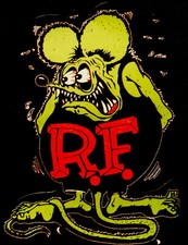 Rat Fink Sticker Black Green2 12 X 3 34 Glossy