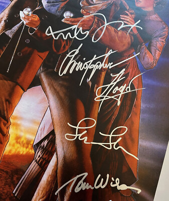 Michael J. Fox Cast signed x4 Autographed Back Future Movie Poster