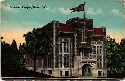 PC FREEMASONRY, MASONIC TEMPLE, BELOIT, WI, Vintage Postcard (b56811)
