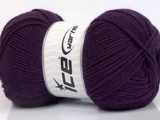 4-Skein Lot Elite Wool Yarn medium wool 4x100g Purple