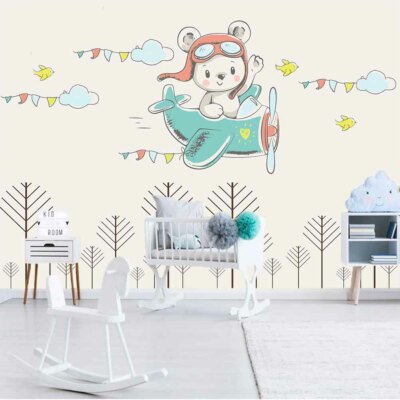 Propeller Aircraft 3D Full Wall Mural Photo Wallpaper Printing Home Kids Decor