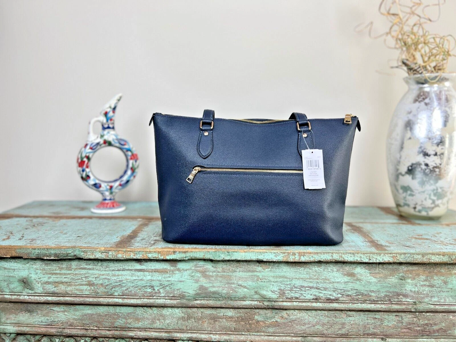 Borsa Coach CH285 Gallery in pelle blu notte nuova con etichetta