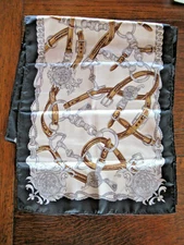 Cejon Long Equestrian Print Scarf Polyester Cream Brown Gray Black 13" X 61"