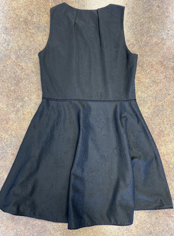 Yumi Womens Black Floral Embossed Fit Flare Sleeveless Circle Dress Sz 8 10 - Image 2 of 4