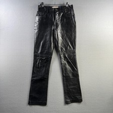 Vintage Gap Pants Womens 2 Black Leather Straight Leg Biker Y2K