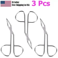 Scissor Tweezers Flat Tip Tweezer Set Hair Eyebrow Removal Tweezers 3 Pcs