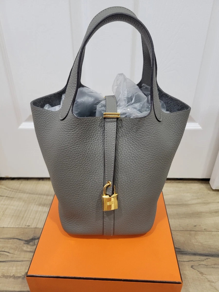 Hermes Picotin 18 Clemence Gris Meyer Gold Hardware