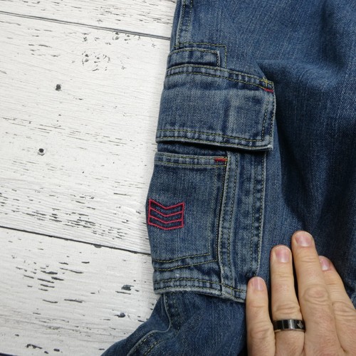 WJC Wrangler Jeans Size 14 Regular (25x27) Blue Denim Cargo Wide Leg Baggy Y2K - Picture 3 of 10