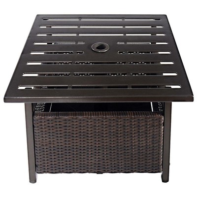 Outdoor Patio Rattan Wicker Steel Side Table Furniture Deck Brown 993259069914 Ebay