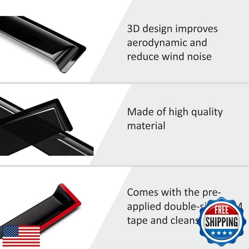 Voron Glass Tape-on Extra Durable Rain Guards for Toyota Tundra 2022-2025 Dou - Picture 4 of 5