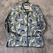 ALFRED DUNNER Lightweight Quilted Jacket Blue Print Blazer Womens Sz 16 Cotton