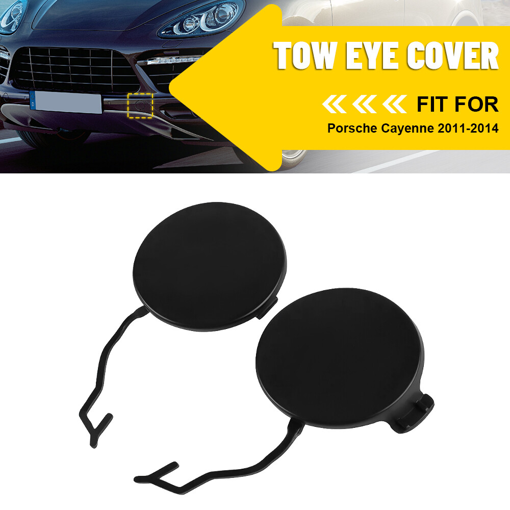 Porsche Cayenne 2011-2014 Front Bumper Tow Hook Cover Caps Pair LH RH
