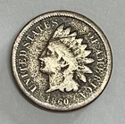 1860 Indian Cent Copper Nickel Better Date Pointed Bust Very Good Details