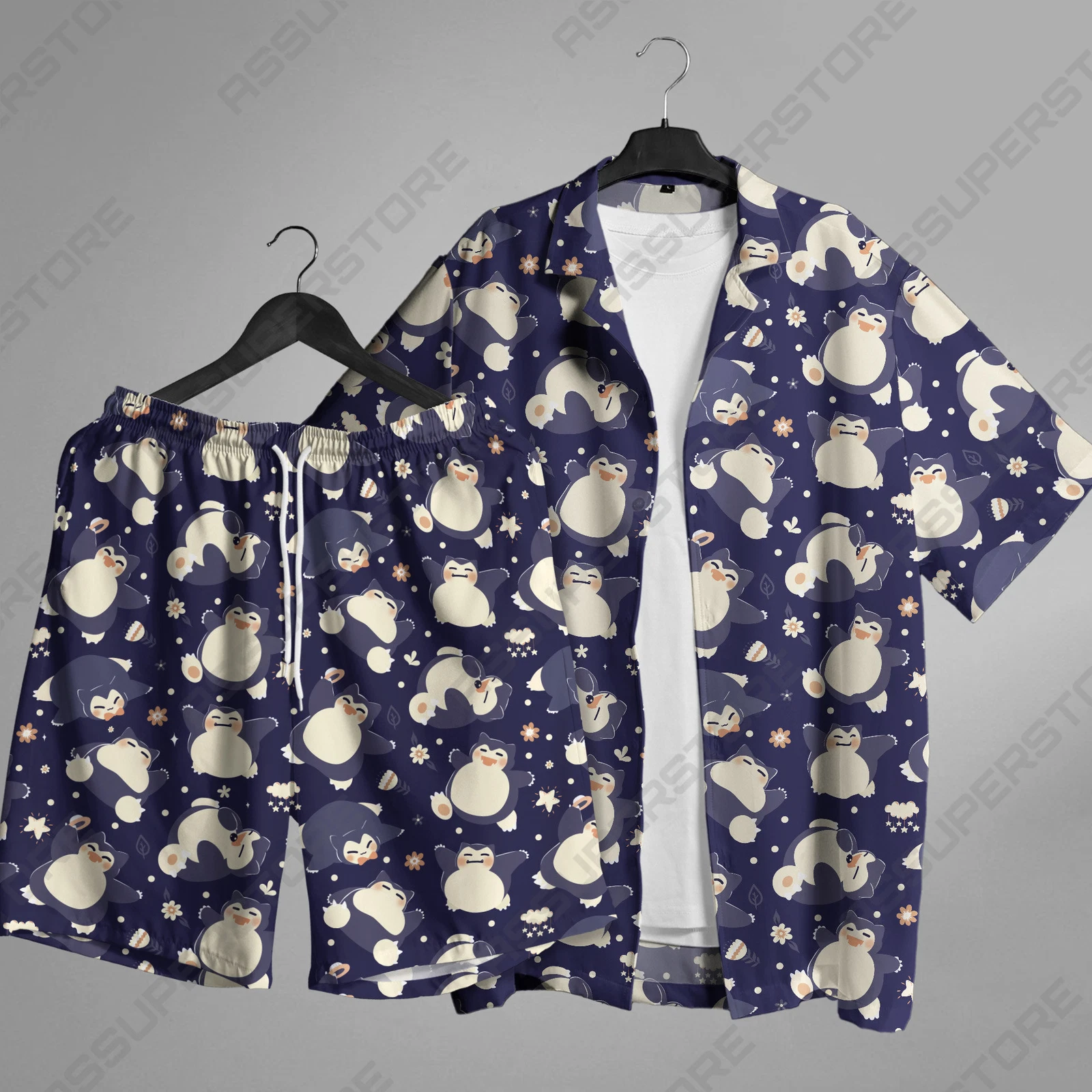 Snorlax Hawaiian Button-Up Shirt Japanese Anime Snorlax Shirt Gift