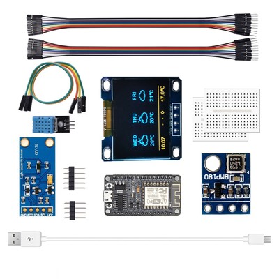 0.96'' OLED Display ESP8266 DIY Weather Station Kit IIC Weather For Windows OS b