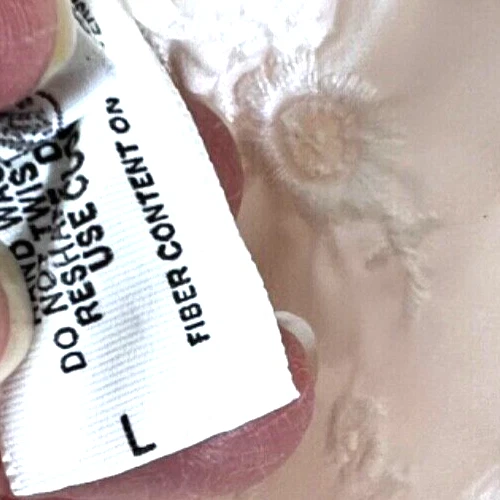 Винтажная ночная рубашка Saks Fifth Avenue размер L розовая вышитая кружевная с цветами - Изображение 4 из 4