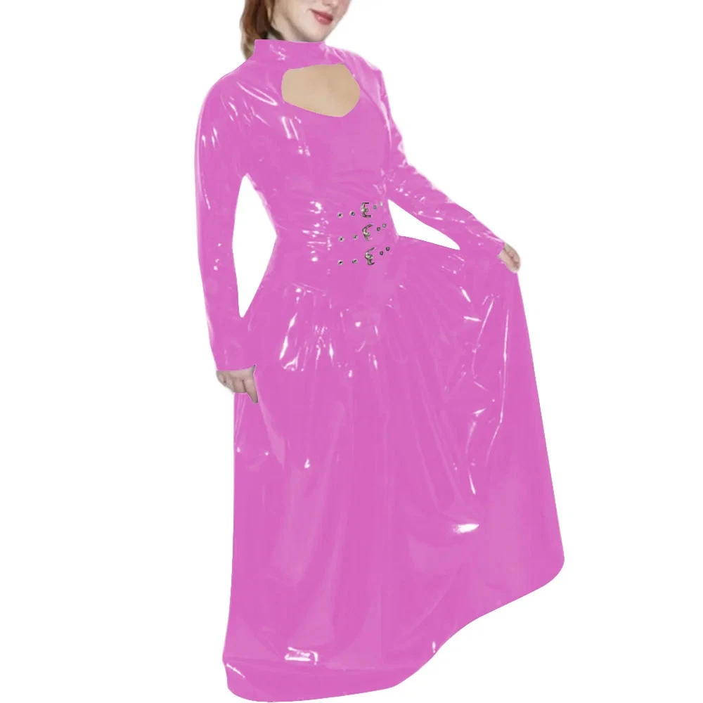 pink pvc bodycon dress Pink Leather Shiny Dress Mini Dress Bodycon Dress Womens Vinyl Dress Sexy Bodycon PVC Dress