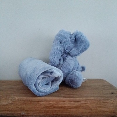 Jellycat Fuddlewuddle Blue Elephant Schnuller Bettdecke Kuscheldecke 