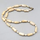 Vintage Mother of Pearl Bead Necklace Estate Costume Jewelry 14" Small Choker