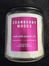 White Barn CRANBERRY WOODS 1 Wick Essential Oils Scented Candle 7 oz New
