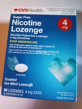 CVS Health Sugar Free Nicotine Coated Ice Mint 80 Lozenges 4mg EXP: 01/2026