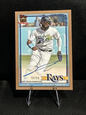 2026 Topps Series 1 Junior Caminero 91A-JCA Gold On Card Auto /50