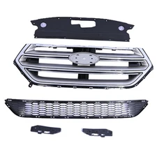 For Edge 2015-2018 Upper Chrome Grille/Lower Mesh/Radiator Cover/Bumper Brackets