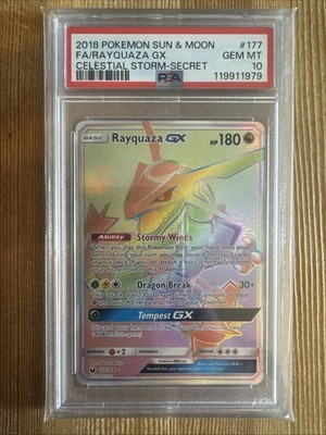 Rayquaza GX (Secret) 177/168 Sm-Celestial Storm Holo Pokemon Card