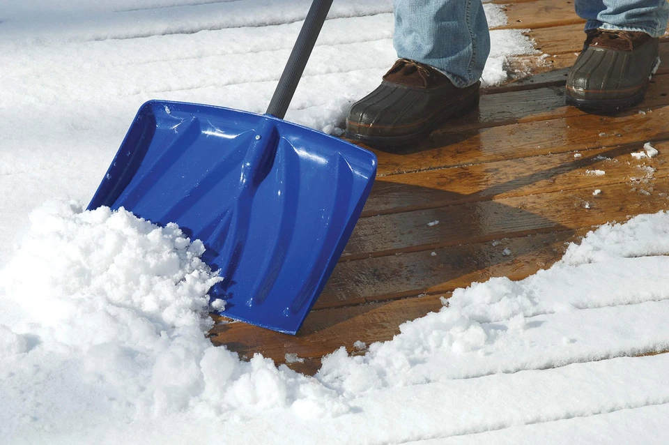 18" Ergonomic Snow Shovel Pusher with Steel Shaft, Navy - Image 2 of 2