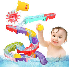 Toddler Bath Toys for Kids Ages 1-3 3-5 Bathtub Toys DIY Slippery Slide Track Fu