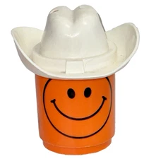 Rare Vtg 1970s Deka Smiley Face Mug with Cowboy Hat Lid Rare Retro Western Cup