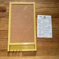 Vtg Rubbermaid Harvest Gold Cork Memo Board Key Holder Boho 18x10 Wall Hang